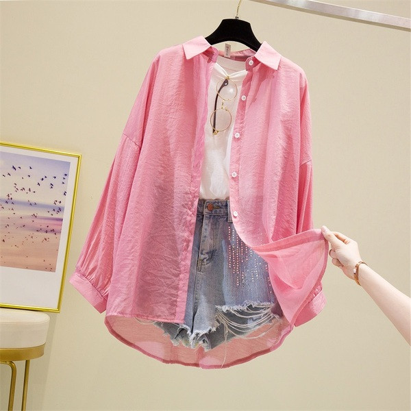 Ležerna ženska košulja širokog modela sa dugim rukavima