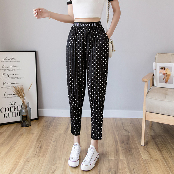 Plisirane ženske široke hlače s elastičnim strukom