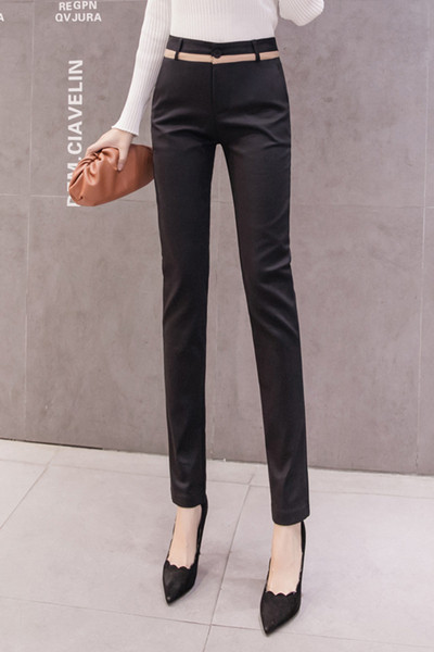 Elastične ženske hlače s visokim strukom i remenom