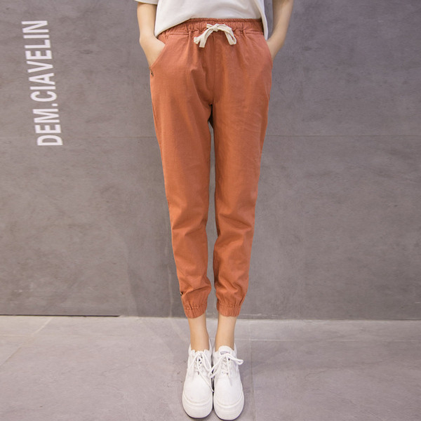 Moderne ženske casual hlače s visokim strukom i vezicama