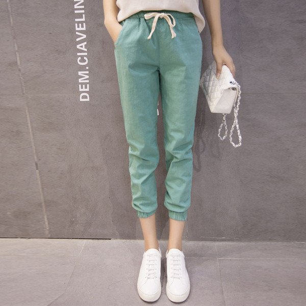 Moderne ženske casual hlače s visokim strukom i vezicama