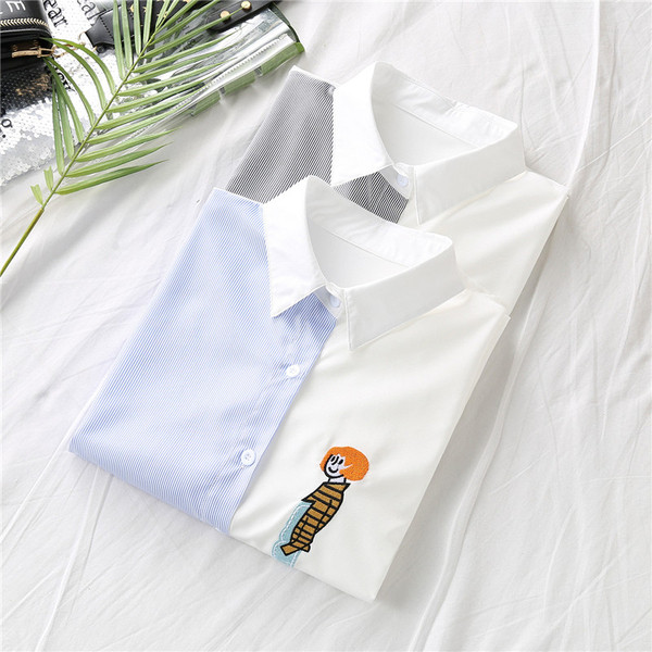 Ležerna ženska košulja s kratkim rukavima i vezom