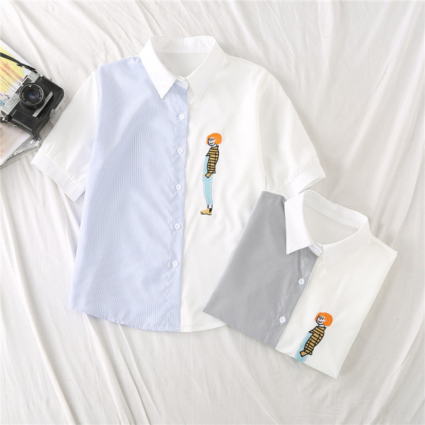 Ležerna ženska košulja s kratkim rukavima i vezom