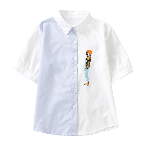 Ležerna ženska košulja s kratkim rukavima i vezom