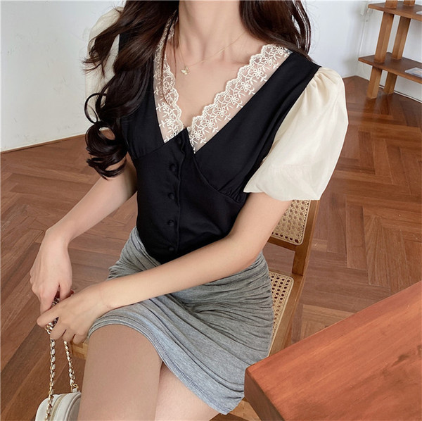 Ženska košulja u retro stilu sa čipkom i širokim rukavima