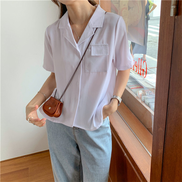 Ženska košulja u retro stilu s džepom i gumbima