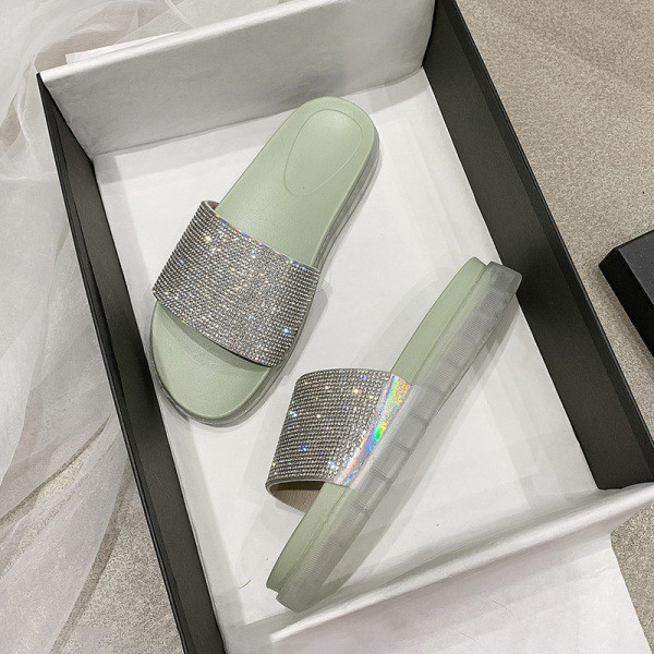 Moderne ženske papuče s visokim đonom i sjajnim kamenčićima