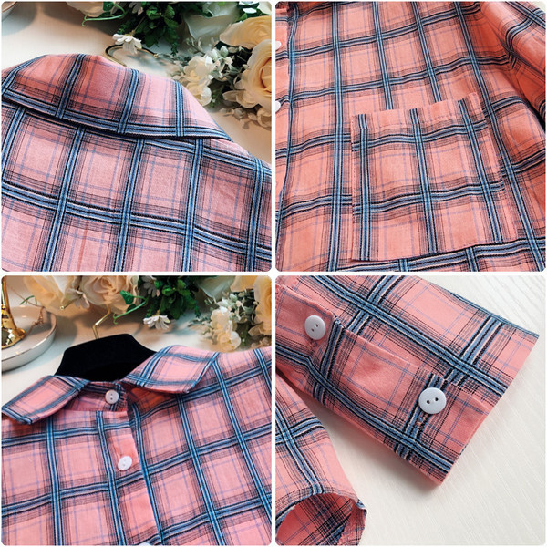 Široki model karirane ženske košulje dugih rukava