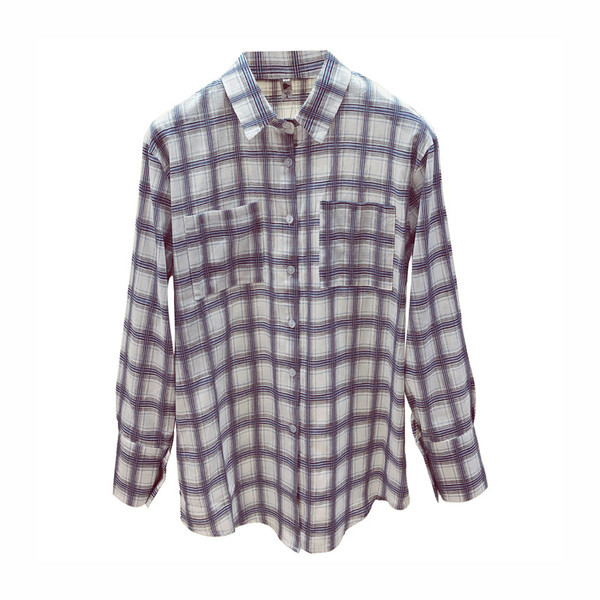 Široki model karirane ženske košulje dugih rukava