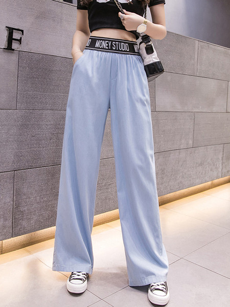 Ležerne ženske hlače s visokim strukom i natpisom
