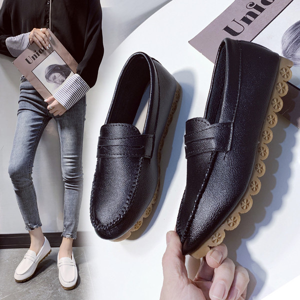 Ležerne ženske kožne cipele s gumenim potplatom