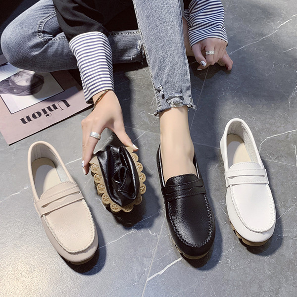 Ležerne ženske kožne cipele s gumenim potplatom