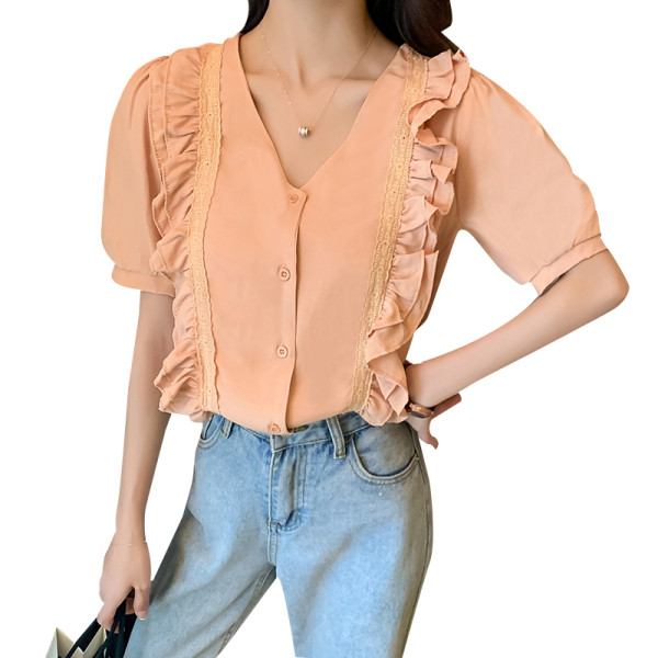 Ženska košulja u retro stilu s V izrezom