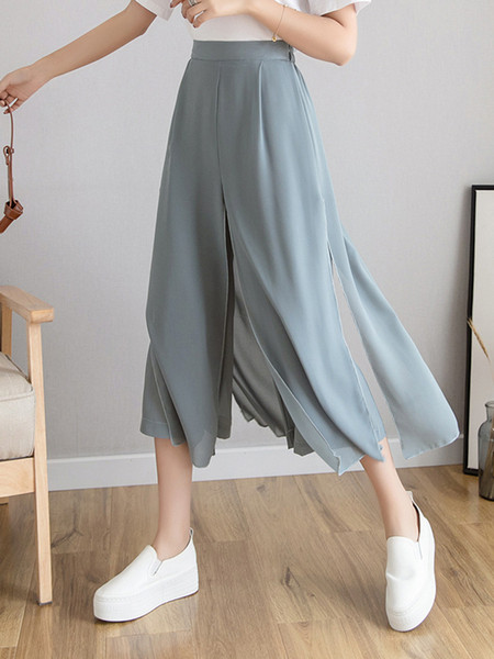 Ženske hlače od šifona s visokim strukom