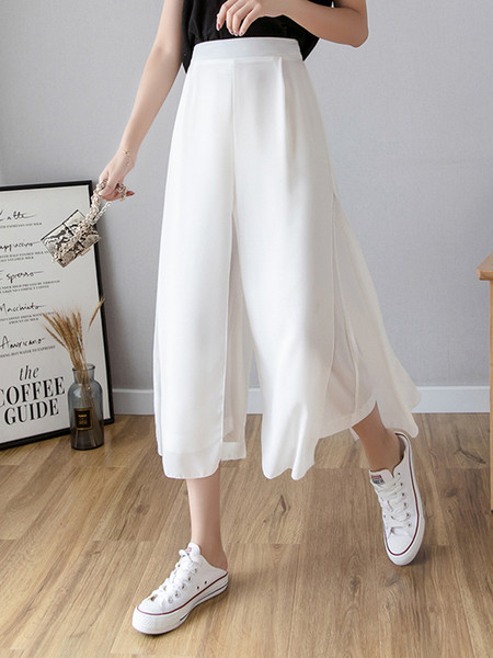 Ženske hlače od šifona s visokim strukom