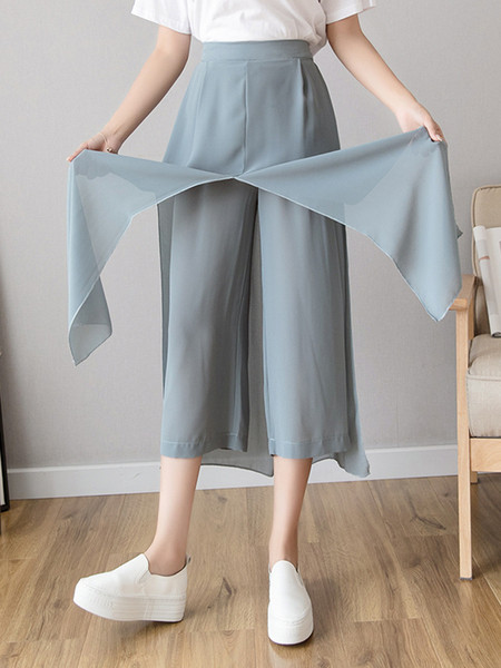 Ženske hlače od šifona s visokim strukom