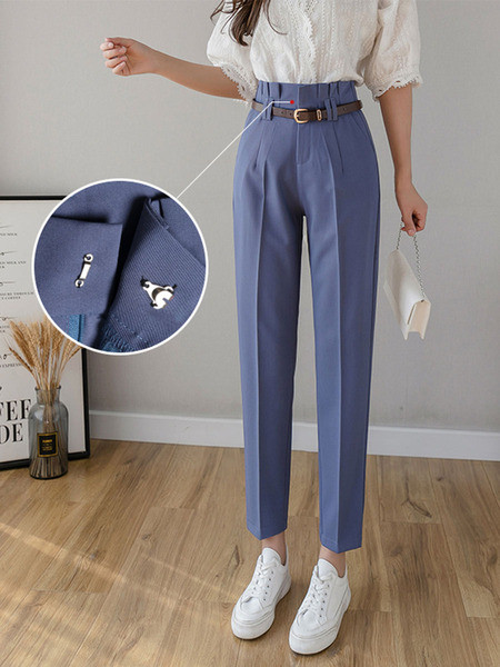 Moderne ženske hlače s remenom i visokim strukom