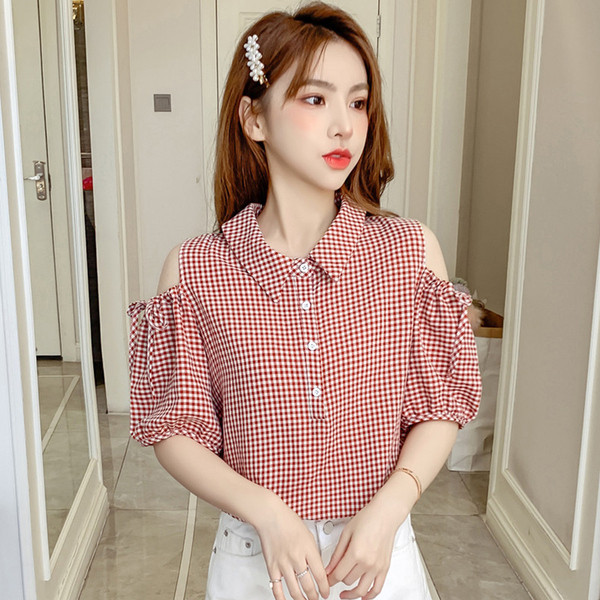 Novi model karirane košulje s golim ramenima i kravatama