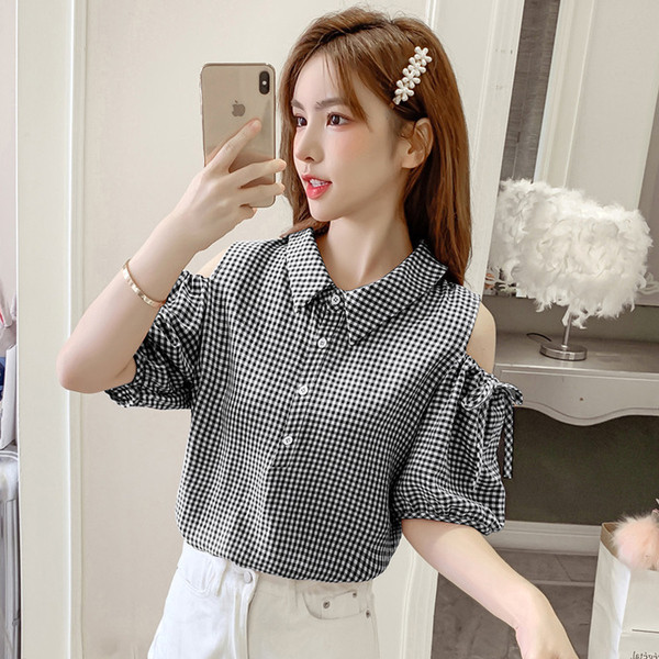 Novi model karirane košulje s golim ramenima i kravatama