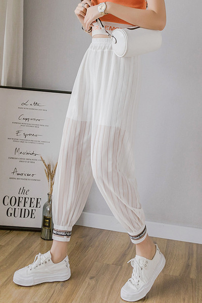 Ležerne ženske prozirne hlače visokog struka