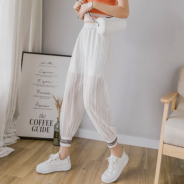 Ležerne ženske prozirne hlače visokog struka