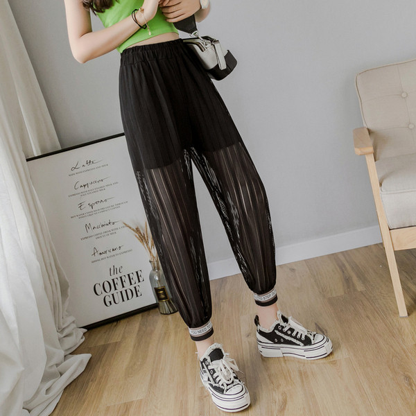 Ležerne ženske prozirne hlače visokog struka