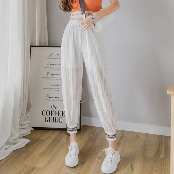 Ležerne ženske prozirne hlače visokog struka