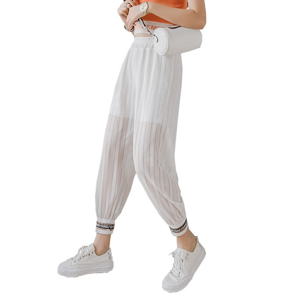 Ležerne ženske prozirne hlače visokog struka