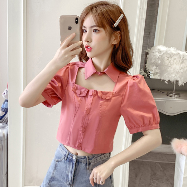 Új modell női ing klasszikus gallérral és széles ujjakkal