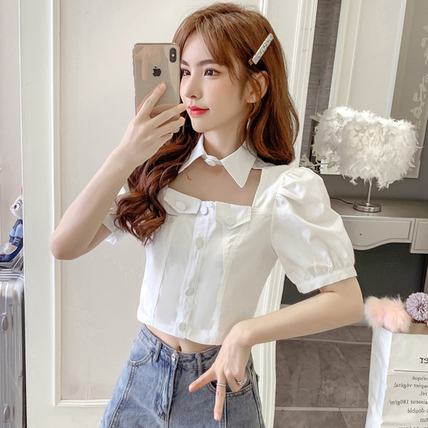 Új modell női ing klasszikus gallérral és széles ujjakkal