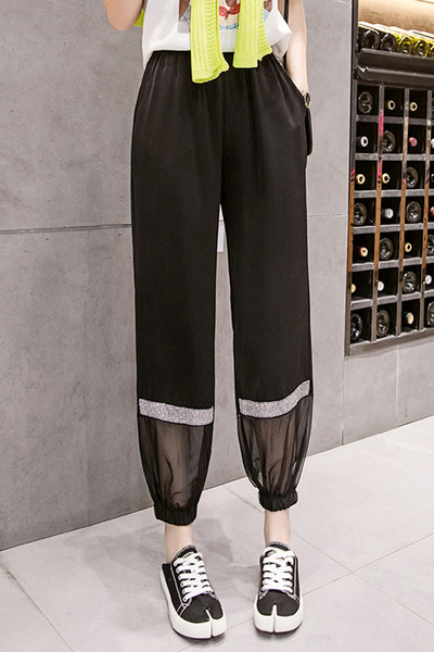 Ikdienas sieviešu bikses ar augstu vidukli un akmeņiem