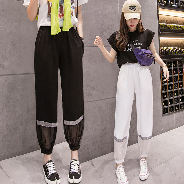 Ikdienas sieviešu bikses ar augstu vidukli un akmeņiem