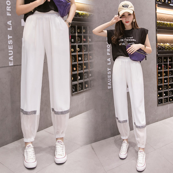 Ikdienas sieviešu bikses ar augstu vidukli un akmeņiem