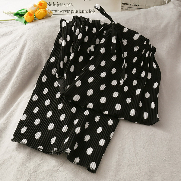 Plisirane ženske hlače s visokim strukom i printom