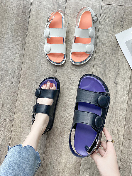 Ērtas sieviešu sandales no eko ādas ar krāsainu zoli