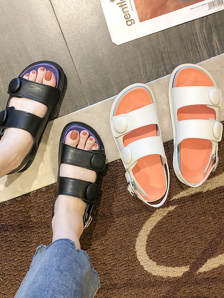 Ērtas sieviešu sandales no eko ādas ar krāsainu zoli