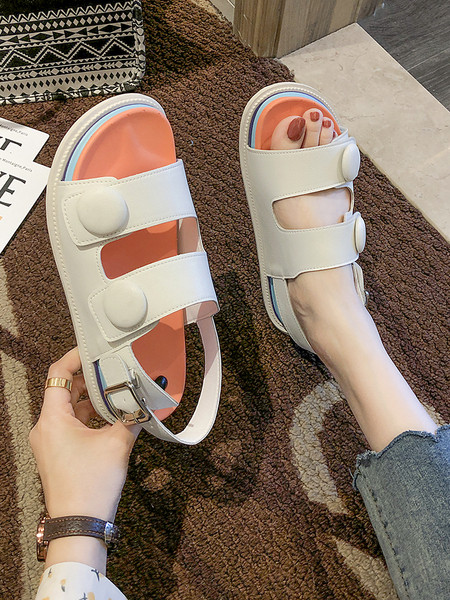 Ērtas sieviešu sandales no eko ādas ar krāsainu zoli