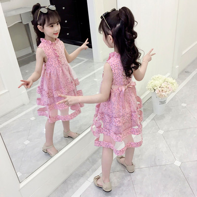 Детска рокля с флорален принт и тюл 