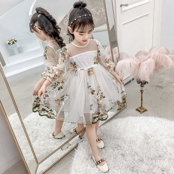 Gyerekruha hosszú ujjú, tüll és hímzés