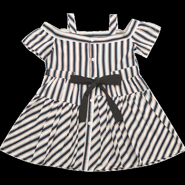 Svītraina bērnu kleita ar pogām un lentīti