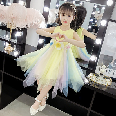 Детска рокля с тюл и 3D цветя 