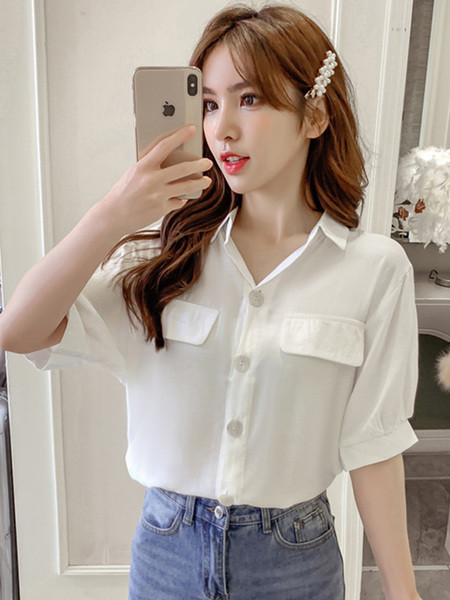 Alkalmi női ing széles modell rövid ujjal