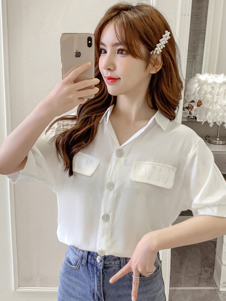 Alkalmi női ing széles modell rövid ujjal