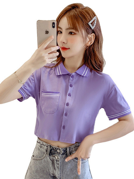 Rövid női ing zsebbel és rövid ujjú