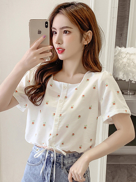 Ležerna ženska košulja s vezama i četvrtastim izrezom