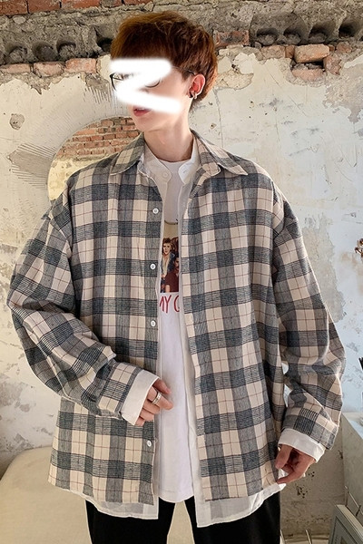 Kockás férfi ing széles modell, hosszú ujjal