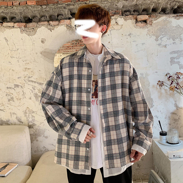 Kockás férfi ing széles modell, hosszú ujjal