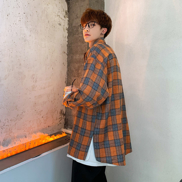 Kockás férfi ing széles modell, hosszú ujjal