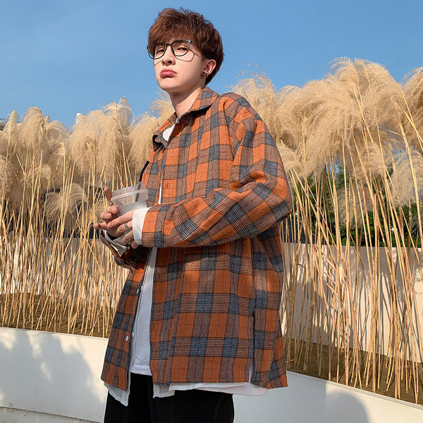 Kockás férfi ing széles modell, hosszú ujjal