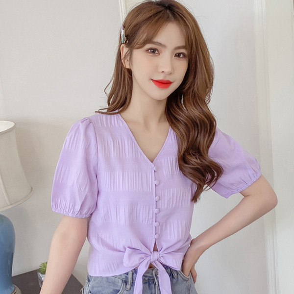 Új modell női ing nyakkendővel és rövid ujjal